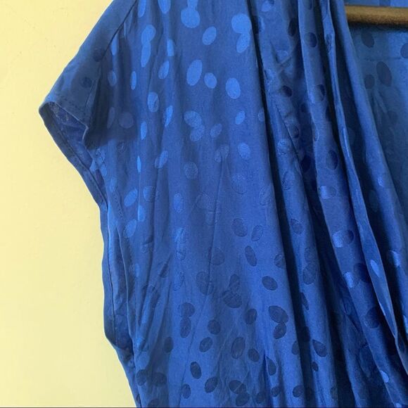 Banana Republic Factory Royal Blue 100% Silk Cap Sleeve Cowl Neckline Dress - Picture 6 of 9